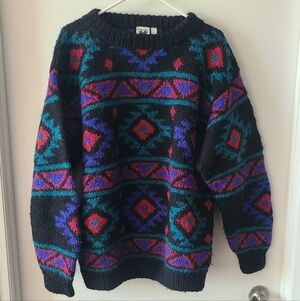 Vintage Icelandic Design 100% Wool Handknit Sweater